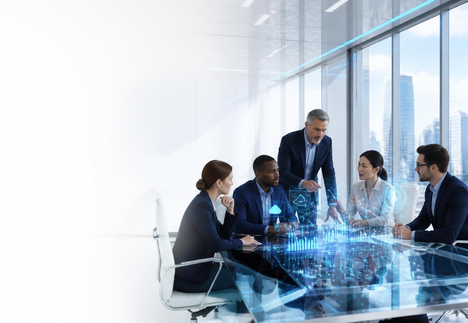 VRDM consultants collaborating in a modern office